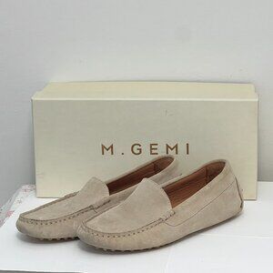 M. GEMI The Felize Suede Driving Loafer / Moccasin in Latte with shoe box